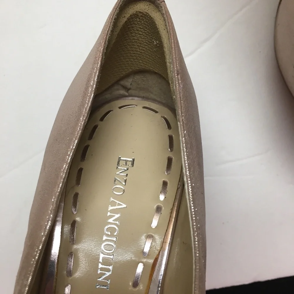Enzo Angiolini leather Pink Champagne Platform Heels Size 7 Shimmer